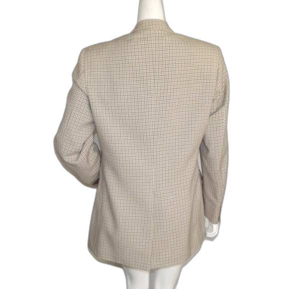 VINTAGE Plaid Blazer, 44, Haggar, Off-white/Tan/Gray, 2 buttons, Washable - Picture 4 of 13